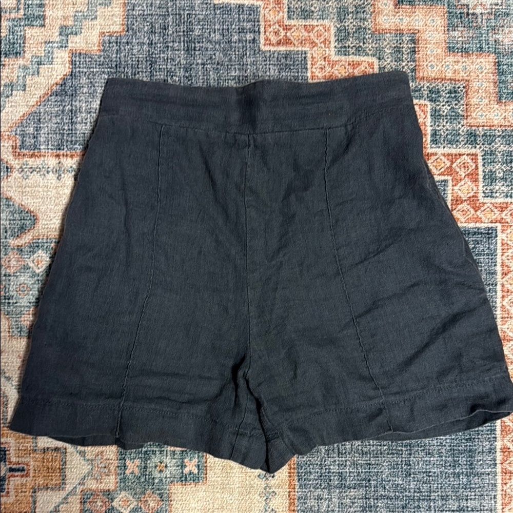 Blue High Waist Shorts with Elastic Waistband